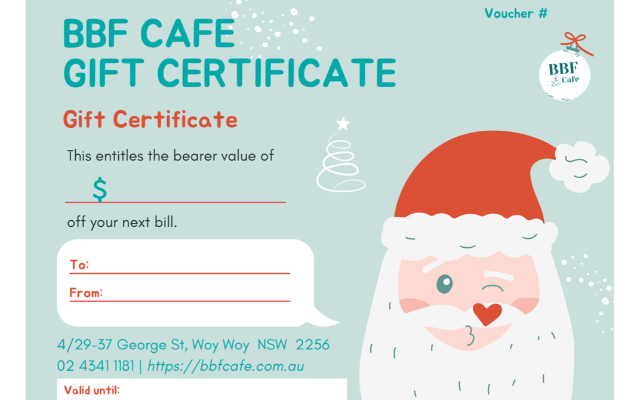 Order BBF CAFE eGift Cards