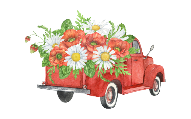 Old Red Truck Flowers