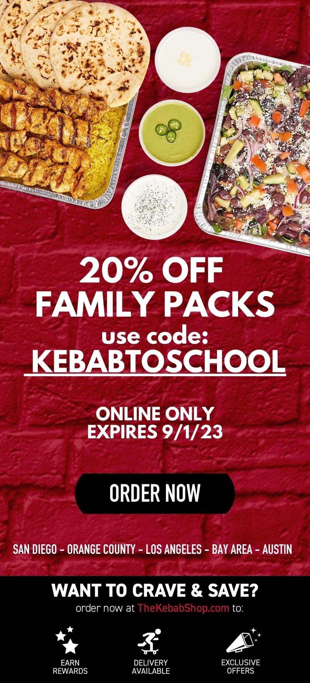 20 OFF Family Packs "KebabToSchool" 📚 The Kebab Shop